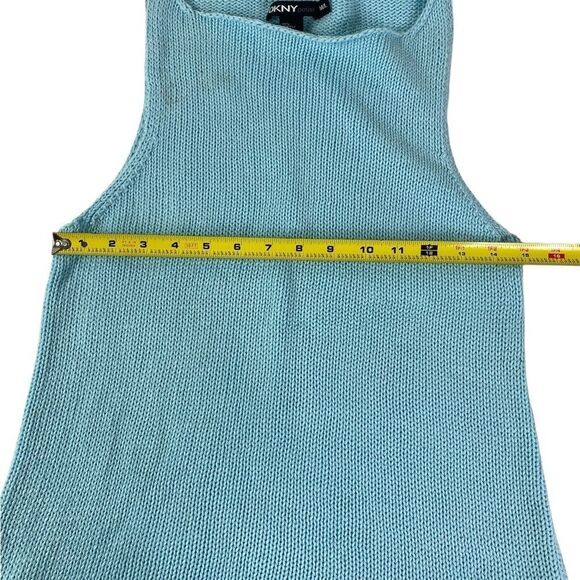 DKNY Petite M/L knitted tank top 100% cotton light blue - Picture 4 of 5